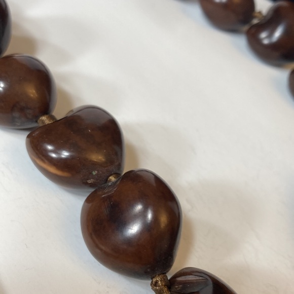 36" Long Kukui Nut Necklace Hawaii Wedding Lei Luau Brown - Picture 9 of 9